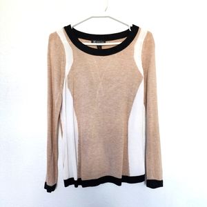 INC white black beige tan open back thin sweater top size S